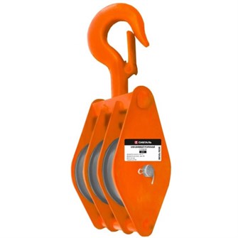 Блок шкивовый трехрольный с крюком 750 кг, D каната 7 - 9 мм, СибТаль 17703