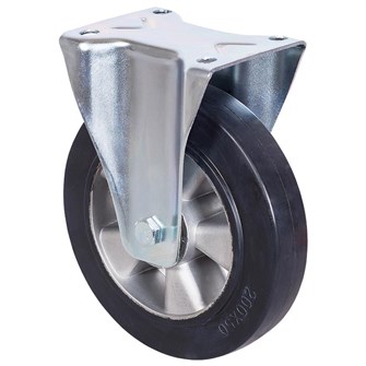 Колесо большегрузное с черной резиной, площадка, неповоротное, алюмин.обод, ш/подш. 200 мм (FCDL 80) 21890