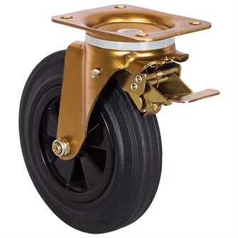 Колесо для евроконтейнера, с площадкой, поворотное, с тормозом, пластиковый обод, 200 мм (SCB80K) 21906