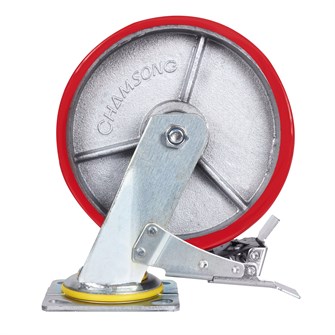 Большегрузное колесо с полиуретановой шинкой С-4102-DUS поворотное, с тормозом, г/п 1500 кг 316