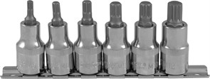 912706 Набор насадок торцевых 1/2"DR с вставками-битами SPLINE на держателе, M5-M12, 6 предметов 107231