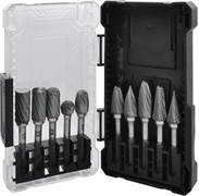 TRRB120610-2S Набор борфрез твердосплавных, тип A, B, C, D, E, F, G, H, L, M, 12 мм, двойная насечка, в кейсе, 10 предметов 1217582482