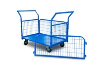 Тележка платформенная TOR ТП-3С (700х1200) с бортами из сетки и двумя ручками (колеса 160 мм) 1012415